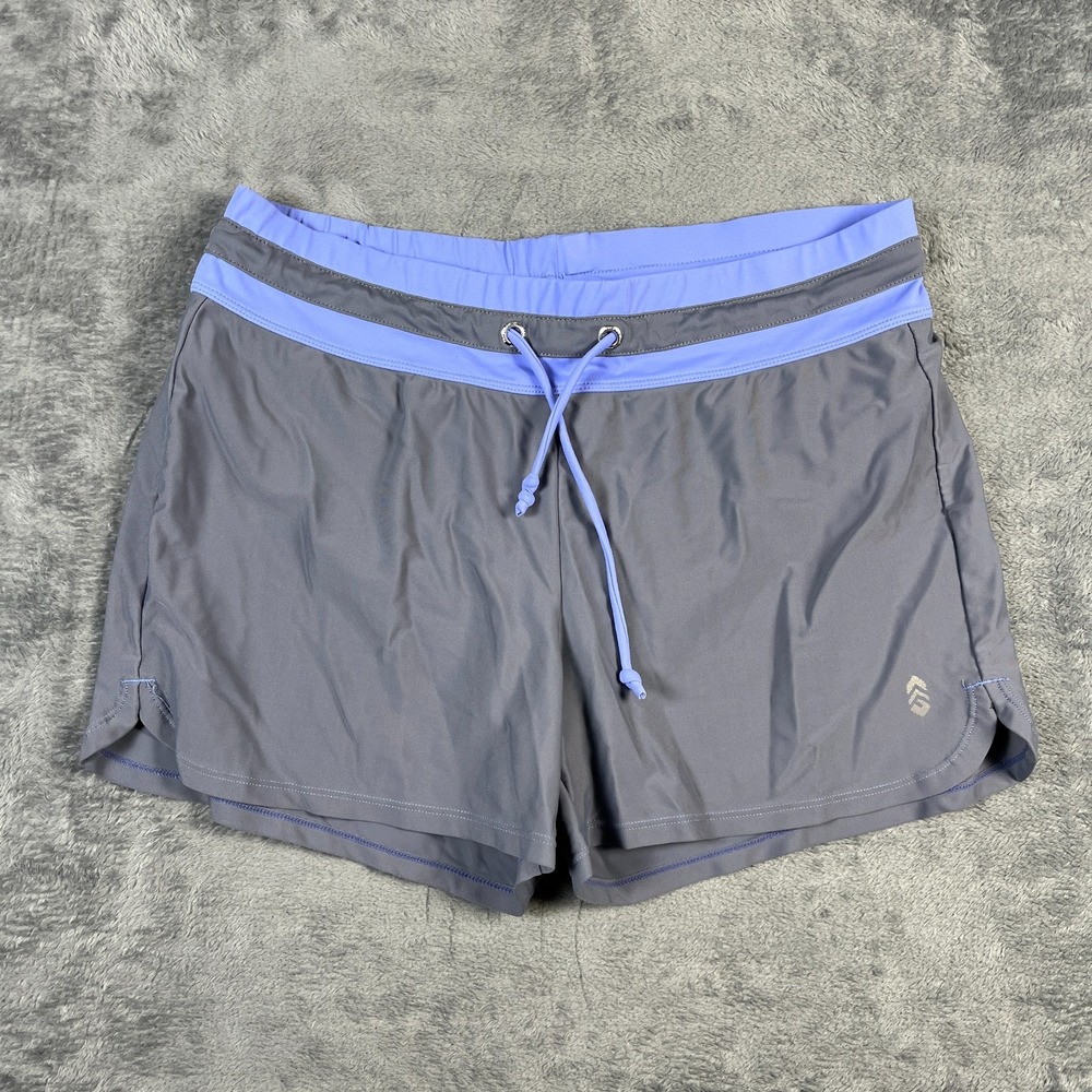 Free Country Athletic Shorts Womens Large Blue Dolphin Hem Drawstring Running